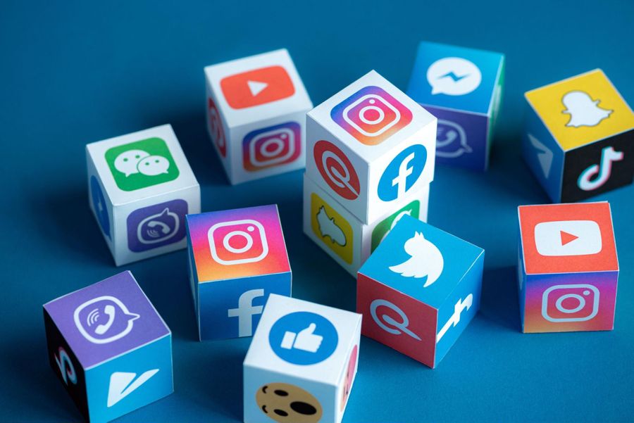 Building blocks with social media platform logos